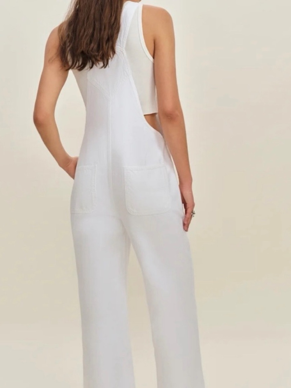 Reformation, Smith Style, Ivory Denim Overalls, Size 4 - Picture 15 of 16